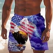  Men's American US Flag 4th of July U.S. 250th Anniversary Eagle Swim Trunks Swim Shorts Board Shorts Mid Waist Streetwear Hawaiian Casual Daily Vacation Holiday Drawstring Elastic Waist 3D Print