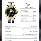 voordelige Quartz-horloges-Olevs Horloges Luminous Kalender Mode Trend Leven Reizen Quartz Horloge Eenvoudige Vrijetijd Waterdichte Sporten Herenhorloge