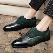 baratos Formal-sapatos oxford brogue bicolor masculinos – combinação de camurça e couro sintético com detalhes em bico fino para ocasiões formais e de negócios