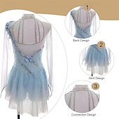 cheap Figure Skating Dresses-Figure Skating Dress Women's Girls' Ice Skating Dress Sky Blue High Elasticity Training Competition Skating Wear Classic Crystal / Rhinestone Long Sleeve Ice Skating Figure Skating