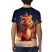 halpa Poikien 3D Eläimet-Poikien 3D Kuvitettu Eläin Dinosaurus T-paita Lyhythihainen Kesä Kevät Muoti Perus Lapset 4-12 vuotta Tiukka pyöreä kaula-aukko ulko- Kausaliteetti Päivittäin Normaali