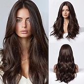 economico Parrucche trendy sintetiche-parrucche lunghe ondulate per donne parrucche miste parrucca parte centrale parrucca naturale per uso quotidiano