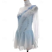 cheap Figure Skating Dresses-Figure Skating Dress Women's Girls' Ice Skating Dress Sky Blue High Elasticity Training Competition Skating Wear Classic Crystal / Rhinestone Long Sleeve Ice Skating Figure Skating