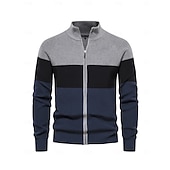 billiga Herrgolfkläder-Herr Cardigan Tröja Mörk marin Grå Långärmad Överdelar Golfkläder Kläder Outfits Bär kläder