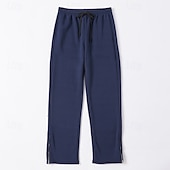 preiswerte Sweatpants-Herren Jogginghose Trainingshose Jogginghose Jogger Hose Hosen Jogginghose mit geradem Bein Ausgestellte Jogginghose Kordelzug Elastische Taille Bein mit Reißverschluss Glatt Komfort Warm In voller