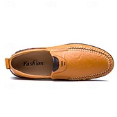 abordables Chaussures sans lacets &amp; mocassins-Mocassins à enfiler en similicuir marron clair pour hommes avec détails cousus à la main – chaussures décontractées confortables pour le travail, les voyages et le quotidien