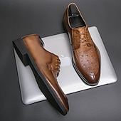 economico Formale-eleganti scarpe oxford in similpelle marrone con punta traforata per uomo | perfette per matrimoni, affari e occasioni formali