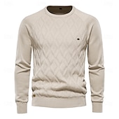 billiga Herrarnas Elite Tröjor &amp; Koftor-Herr Pullover tröja Sticka Ensfärgat Rund hals Stickat Elegant Jul Utomhus Kläder Raglanärm Vår Höst Svart Rubinrött S M L