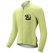 voordelige Heren shirts-Voor heren Wielrenshirt Lange mouw Winter Fietsen T-shirt Shirt met 3 achterzakken Bergracen Ademend Sneldrogend Anatomisch ontwerp Lampenkatoen Donker roze Wit Roze Adelaar Sport Kleding