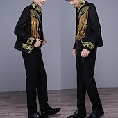 cheap Outfits-Retro Vintage 1980s Pants Outfits Suits &amp; Blazers Prince Aristocrat Sequins Jacquard Fancy Dress Men's Halloween Carnival Masquerade Party Performance Pride Parade Adults' Coat Pants