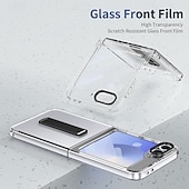 cheap Samsung Cases-Phone Case For Samsung Galaxy Z Flip 7 Z Flip 6 Z Flip 5 Z Flip 4 Z Flip 3 Back Cover with Stand Holder Magnetic Support Wireless Charging Retro TPU PC