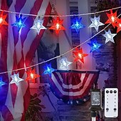 cheap Plug String Lights-RGB Pentagram String Lights with 13 Keys Remote Controller 100-800 LEDs &amp; 12m-30m Fairy Lights for Outdoor Camping Holiday 31V