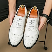 billige Formell-Herresko med tofarget vingetupp i oxford-brogues i brunt og hvitt, ekte skinn med gatsby-inspirerte vintage-sko fra 1920-tallet til bryllup, jazzfester og formelle arrangementer