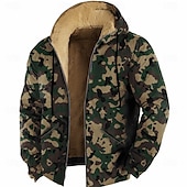 baratos moletom masculino de lã-Homens camuflagem Côr Camuflagem Moletom Moletom com zíper Moletom com capuz Gola Redonda Moda Impressão 3D Férias Streetwear Verde Zip Up Outono Inverno Designer