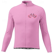 billiga Tröjor för män-Herr Cykeltröja Grafisk Bokstav &amp; Nummer Långärmad Cykel T-shirt Tröja med 3 bakfickor Bergscykling Snabb tork Anatomisk design Uppsugande Andningsfunktion sporter Mörkrosa Vit Rosa Kläder