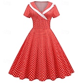 economico Vestiti-Elegante Classico Anni 1950 Vestito A Pois Linea ad A Costume Per donna San Valentino Evento / Festa Data Tè Adulti Vestito Primavera &amp; Estate