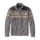 cheap Men&#039;s Pullover Sweater-Men&#039;s Pullover Sweater Jumper Knit Sweater Quarter Zip Pullover Sweater Ribbed Waffle Knit Regular Tops Knitted Argyle Quarter Zip Fashion Basic Vacation Daily Wear Clothing Apparel Fall &amp; Winter