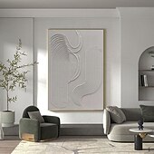 cheap Abstract Paintings-Hand painted White Minimalist Wall Art  Plaster Art  Matte Textured Wall Art Home Wall Art  Structure Abstract Painting  3D Art Home Decoration Frame Ready To Hang Or No Frame