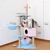 cheap Cat Trees-61 Inches Cat Tree/Cat Tree House and Towers for Large Cat/Cat Climbing Tree with Cat Condo/Cat Tree Scratching Post/Perches/Hammock, Multi-Level Large Cat Tree
