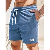 baratos Calções Estilo Casual-Homens Calção Shorts casuais Shorts de veludo cotelê Bolsos Com Cordão Cintura elástica Tecido Conforto Macio Comprimento total Ao ar livre Festa Diário Férias Moda Preto Verde Tropa