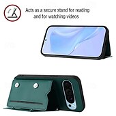 זול תיק טלפון אחר-טלפון מגן עבור Pixel 9 Pro Pixel 9 Pro XL Pixel 8 Pro Pixel 8 פיקסל 9 כיסוי אחורי עם מעמד עם שרוך חריץ לכרטיס רטרו TPU עור PU