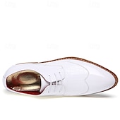 baratos Formal-Sapatos oxford masculinos de couro sintético envernizado branco com padrão de crocodilo e sola de madeira - calçados formais elegantes para casamentos e eventos especiais