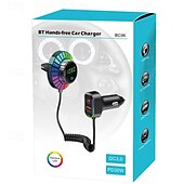 お買い得  車用Bluetoothキット/ハンズフリー-急速充電カーチャージャー、Bluetooth MP3プレーヤー、ロスレス音楽、電圧表示、音声コントロール、眩しい光の効果