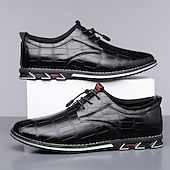 cheap Men&#039;s Oxfords-Men&#039;s Brown Crocodile Pattern Faux Leather Dress Shoes with Lace-Up Closure and Comfortable Sole, Elegant for Business and Formal Occasions