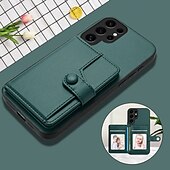 お買い得  サムスン用ケース-電話 ケース 用途 サムスンのギャラクシー S24 S24 Ultra Plus S24 FE S23 S23 Ultra S23 Plus S22 S22 プラス ウルトラ S21 FE A55 5G バックカバー スタンド付き カード挿入口 耐衝撃 レトロ風 TPU PUレザー