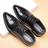 economico Formale-scarpe eleganti da uomo in similpelle con motivo coccodrillo marrone – calzature formali con lacci e design strutturato per lavoro e matrimoni
