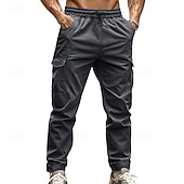 baratos Calças Cargo-Men's Joggers Trousers Cargo Sweatpants Pocket Drawstring Elastic Waist Plain Comfort Sports Outdoor Daily Fashion Casual ArmyGreen Black Micro-elastic
