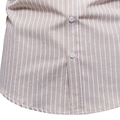 economico camicia da uomo con bottoni-Per uomo Camicia Camicia con colletto cinese Camicia con colletto alla coreana Camicia elegante Camicia con Bottoni A righe Matrimonio Feste Kaki Manica Lunga Colletto alla coreana Primavera &amp; Autunno