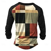 abordables Mots drôles-Homme Graphique Patchwork T-shirt Chemise Henley manche longue Designer Basique Classique Extérieur Quotidien Sports Printemps &amp; Automne Multicouleur Noir Henley T-shirt Henley