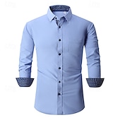 preiswerte Button-Down-Hemden für Herren-Herren Hemd Oberhemd Knopfhemd Glatt Hochzeit Party Schwarz Weiß Rosa Wein Langarm Kargen Frühling &amp; Herbst Bekleidung