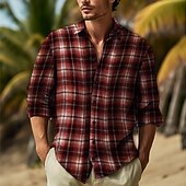 economico Camicie da uomo-Per uomo Camicia Camicia di flanella Sovracamicia A quadri Esterno Strada Nero Rosso Blu Manica lunga Primavera &amp; Autunno Abbigliamento