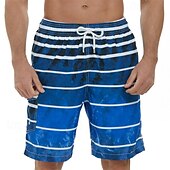 baratos calções de banho e calções de surf-Homens Calção Justo de Natação Shorts de Natação Bermuda de Surf Roupa de banho Com Cordão Com bolsos Natação Surfe Praia Esportes Aquáticos Gradiente Riscas Verão Primavera