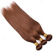 baratos 1 pacote de fios de cabelo humano-4# marrom 1 pacote de cabelo tece cabelo liso extensões de cabelo humano 12-24 polegadas