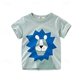 billiga T-shirts och skjortor för pojkar-Multipack 3st Pojkar Rund hals Kort ärm Grå+Gul+Grön T-shirt T-tröja Mönster Grafisk Semester Dagliga kläder 100 % bomull Vår &amp; sommar