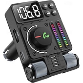 abordables Kits Bluetooth/mains libres pour voiture-Lecteur de musique HiFi réglable avec barre lumineuse de musique en couleur Bluetooth V5.3 Transmetteur FM de voiture PD 30 W Type C Charge rapide Aigus Basses
