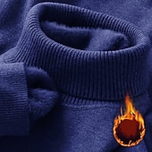 baratos suéter pulôver masculino-Homens Pulôver suéter Suéter de malha Estriado Robusto Tricotar Padrão Tricotado Tecido Gola Alta Moda Casual Roupa Diária Encontro Roupa Outono &amp; inverno Camelo Preto XS S M