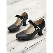 cheap 1930s-Women&#039;s 1930s Vintage Style Mary Jane Pumps with Cutout Design and Mid-Heel, Comfortable Dress Shoes for Office and Formal Events