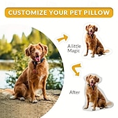 baratos Presentes Personalizados-Almofada Memorial de Presente Personalizada de Animal de Estimação Macia Aconchegante Impressão Duplex Lavável à Mão Design Contemporâneo Fechamento com Zíper Enchimento de Algodão Almofada