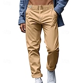 baratos Magro-Homens Social Calças Calças de Terno Bolsos Com Cordão Cintura elástica Tecido Conforto Resistente a rugas Comprimento total Festa O negócio Diário Elegante Moda Preto Branco Micro-Elástica
