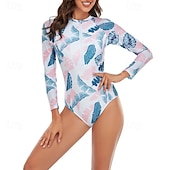 economico Rash Guards Interi-Per donna Top sottomuta Costume Intero Floreale Patchwork Stampato Cerniera Frontale Asciugatura Rapida Leggero Traspirante Manica Lunga Body costume da bagno Surf Spiaggia Sport Acquatici Estate