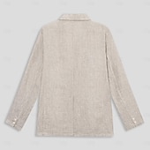 billige Herre Elite Yttertøy-Herre Blazer jakke Bryllup jubileum Fest Sommer Vår 100% Lin Lin Helfarge Enkelt Brystet Enn-knapp Blazer Navyblå Blå Beige