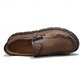preiswerte Herrenpantoletten &amp; -slipper-Braune Slipper aus Kunstleder für Herren mit seitlichem Reißverschluss und handgenähten Details – bequeme Freizeitschuhe für die Arbeit, Reisen und den Alltag