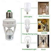 cheap Light Bulb Sockets-Motion Sensor Light Socket E26/E27 Smart Lamp Bulb Holder Adapter Auto On/Off Light Control Suitable for Garage Basement Porch Storage Room