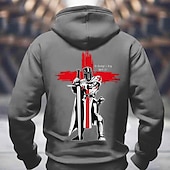 economico felpe 3d da uomo-Per uomo Cavalieri Templari Felpe Felpa Soprabiti Felpa con cappuccio Girocollo Di tendenza Stampa 3D Per eventi Abbigliamento di strada Nero Rosso A cordoncino Autunno Inverno progettista