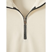 abordables Sudaderas Básicas_-Hombre Sudadera Sudadera con estampado de gofres Sudadera con un cuarto de cremallera Negro Blanco Azul Piscina Caqui Gris Media cremallera Plano Deporte Diario Festivos Poliéster Ropa de calle Casual