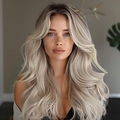 economico Parrucche trendy sintetiche-parrucche lunghe ondulate per donne parrucche miste parrucca parte centrale parrucca naturale per uso quotidiano